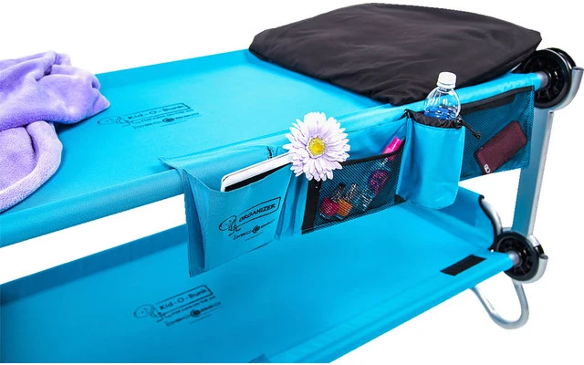 Disc-O-Bed Kid-O-Bunk Lit Superposé De Camping Pour Enfants Avec Poches Latérales Bleu / Argenté – Image 3