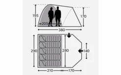 Kampa Brighton 5 Tente Dôme Grey