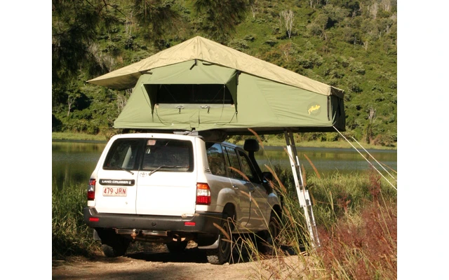 Tente De Toit Gordigear Plus Pour 2 Personnes Avec Espace De Rangement 140 X 320 Cm Gris – Image 2