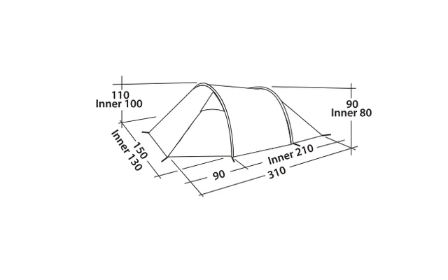 Easy Camp Spirit 200 Rustic Green Tente Tunnel Pour 2 Personnes